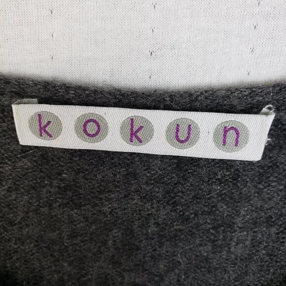 KOKUN 100% Cashmere Sweater Dress Tunic Knit Gray size S Relaxed Fit Lagenlook - Picture 3 of 11